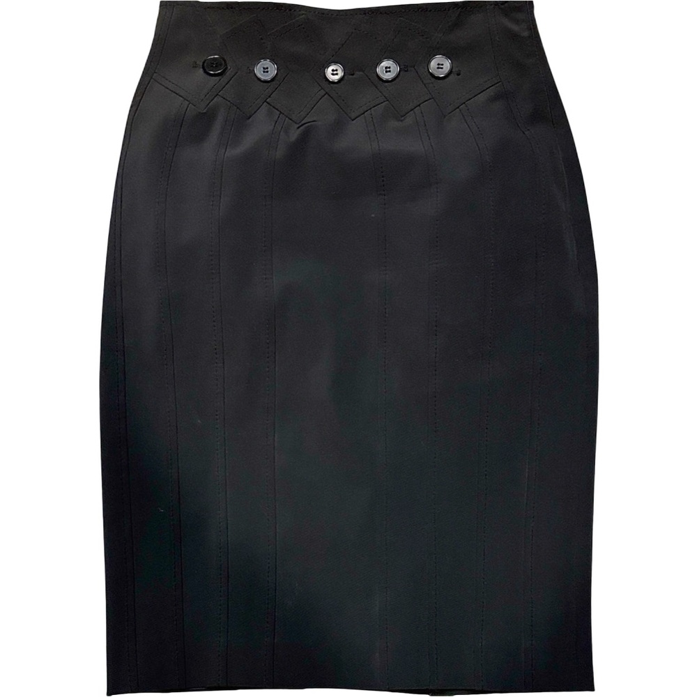 Karen Millen England Vintage Black Pencil Skirt With Nautical Buttons Size 6